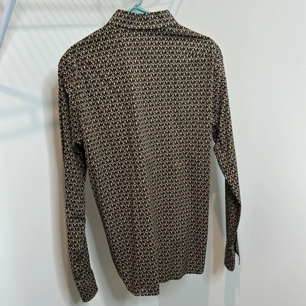 Michael Kors Monogram Logo Print Dress Shirt Size S - Picture 3 of 3